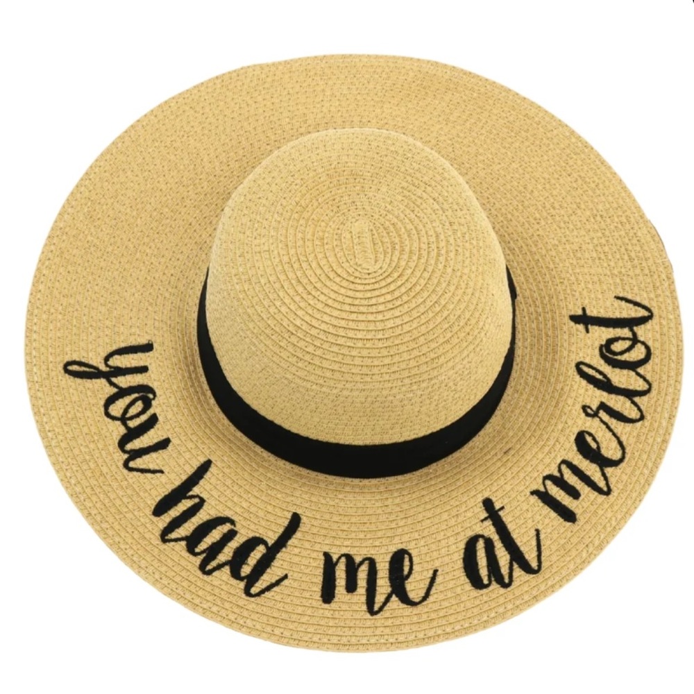 You had Me at Merlot Floppy Paper Sun Hat Drawstring Adjustable
